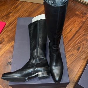 Black tall leather boots